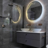 LED Spiegel Rund | Touch-Schalter | Anti-Beschlag-Funktion | Einstellbare Farbtemperatur - Reyze Seria Good Vibes Model 8